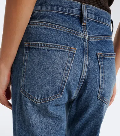 Frame The Vertical High Waist Relaxed Straight Leg Jeans In Blue