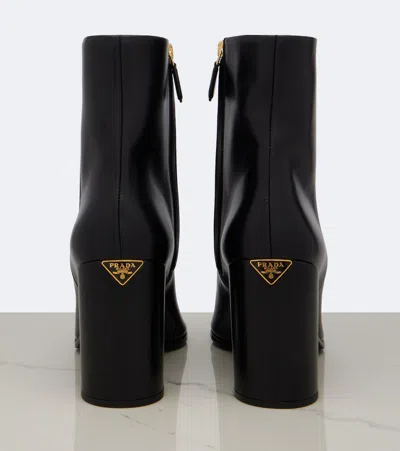 Prada Leather Ankle Boots In Black