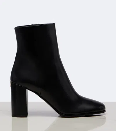Prada Leather Ankle Boots In Black