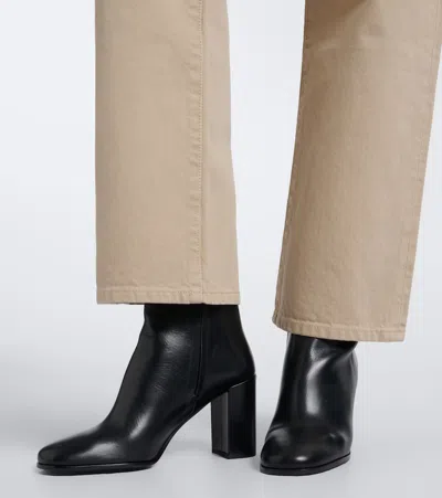 Prada Leather Ankle Boots In Black