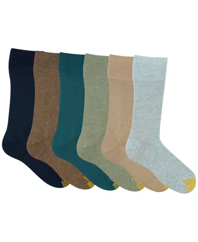 Gold Toe Men's 6-pack Cambridge Solid Crew Socks In Blue