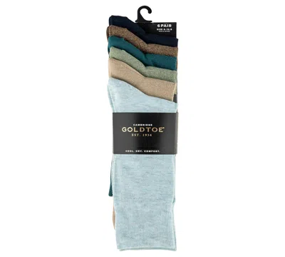 Gold Toe Men's 6-pack Cambridge Solid Crew Socks In Blue