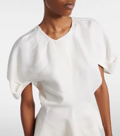Khaite Solid Linen And Silk-blend Top In White