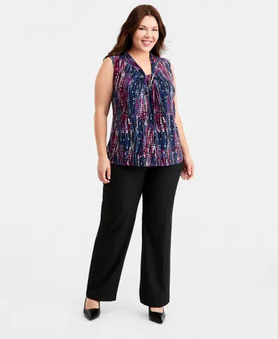 Kasper Plus Size Printed Sleeveless Top In Multi