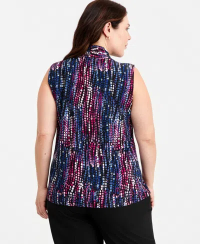 Kasper Plus Size Printed Sleeveless Top In Multi