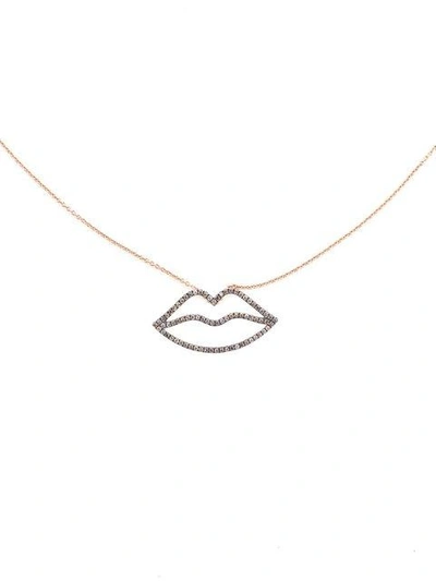 Shop Rosa De La Cruz 18kt Rose Gold And Brown Diamond Lips Necklace - Metallic