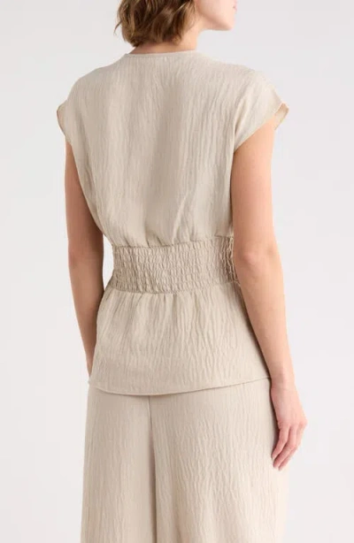 Max Studio Pleat Front Top In Neutral