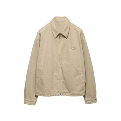 Prada Old Denim Blouson Jacket In Neutral