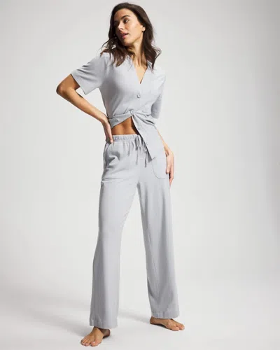 Soma Cotton Button-front Pajama Tee In Misty Sky
