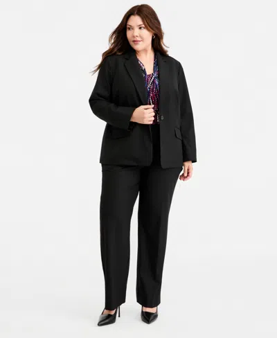 Kasper Plus Size One-button Blazer In Black