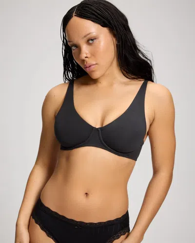Soma Modern Cotton Unlined Perfect Coverage T-shirt Bra In Black