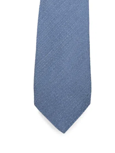 Canali Diamond-weave Wool Tie In Blue