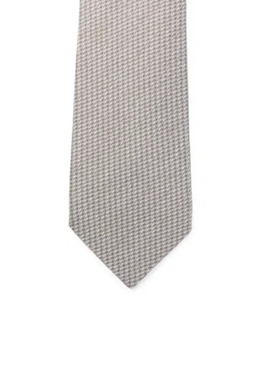 Canali Houndstooth-pattern Silk Tie In Gray