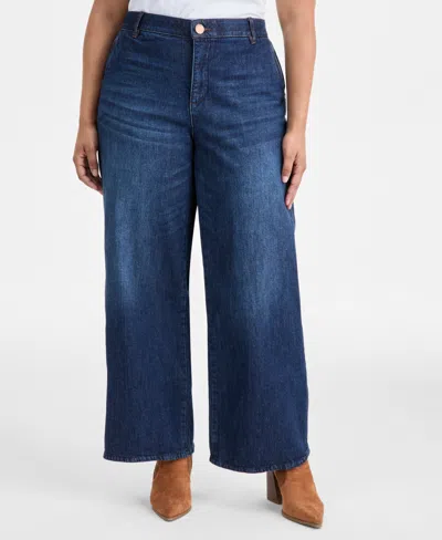 Democracy Plus Size Absolution Wide-leg Jeans In Blue