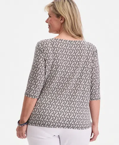 Jm Collection Plus Size Circular Pattern Twisted-hem Top, Macy's Exclusive In White