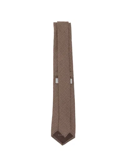 Canali Geometric-pattern Wool Tie In Brown