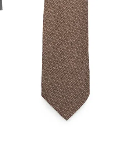 Canali Geometric-pattern Wool Tie In Brown