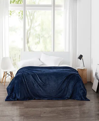 Cannon Solid Plush Blanket, Full/queen In Dark Blue