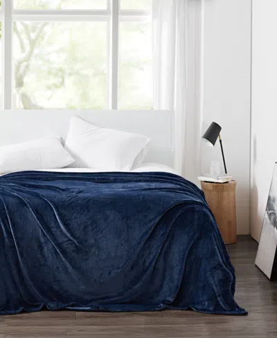 Cannon Solid Plush Blanket, Full/queen In Dark Blue