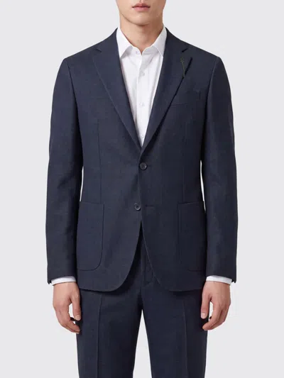 Santaniello Single-breasted Wool Blend Blazer In Blue