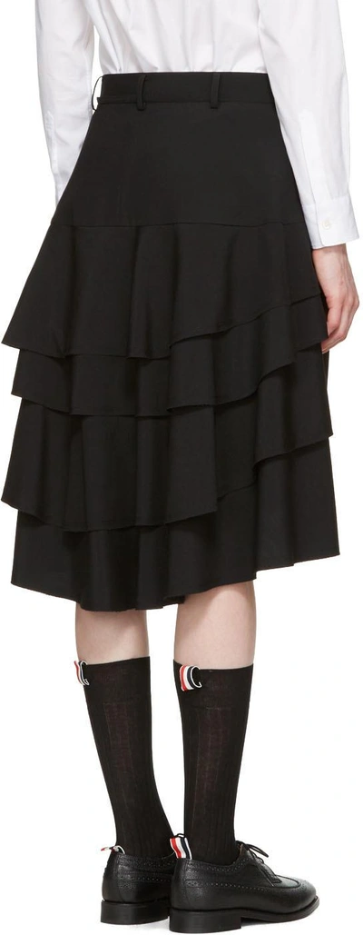 Shop Comme Des Garçons Black Wool Ruffle Skirt Shorts