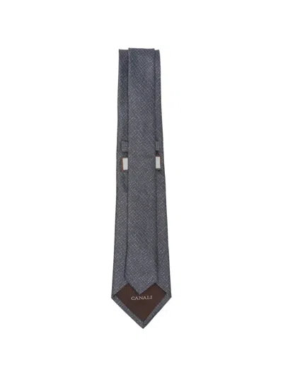 Canali Geometric-pattern Silk Tie In White