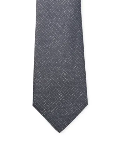 Canali Geometric-pattern Silk Tie In White