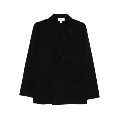 Lardini Double-breasted Black Tailored Jacket With Structured Lapel In Black