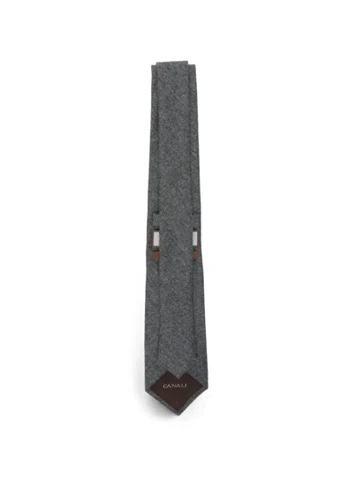 Canali Wool Tie In Gray