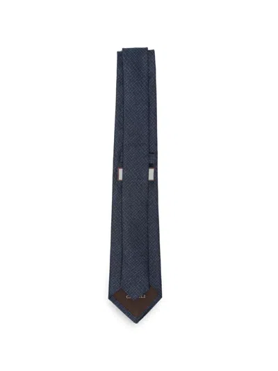 Canali Geometric-pattern Silk Tie In Blue
