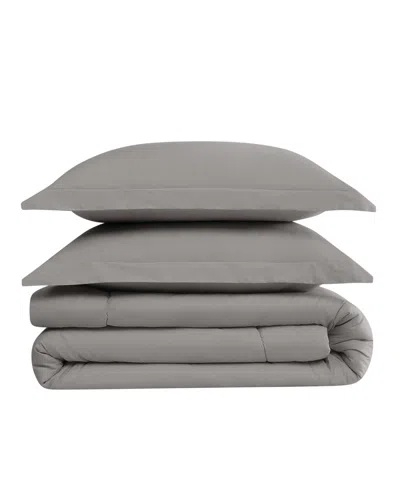 Brooklyn Loom Solid Cotton Percale 2-pc. Comforter Set, Twin/twin Xl In Gray