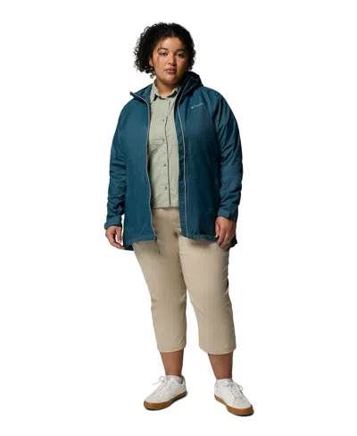 Columbia Plus Size Switchback Lined Long Zipper Jacket In Blue