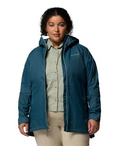Columbia Plus Size Switchback Lined Long Zipper Jacket In Blue