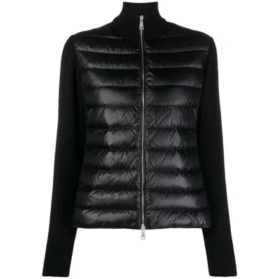 Moncler Ribbed Wool And Quilted Shell Down Jacket In Black