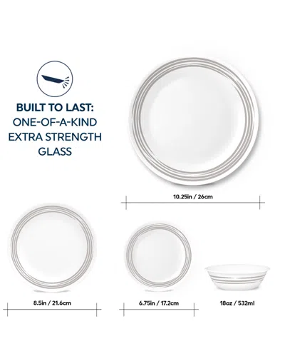Corelle Brushed 16 Pc. Dinnerware Set, Service For 4 In White,silvery-gray