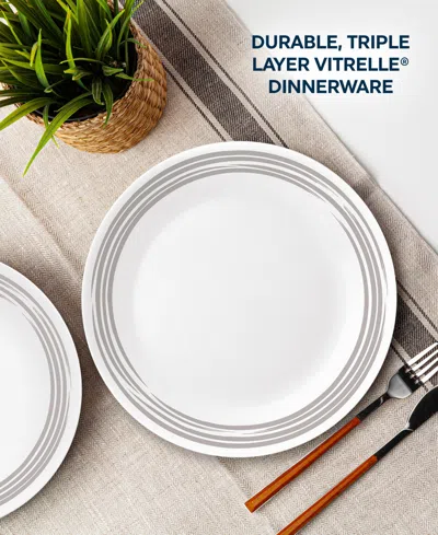 Corelle Brushed 16 Pc. Dinnerware Set, Service For 4 In White,silvery-gray