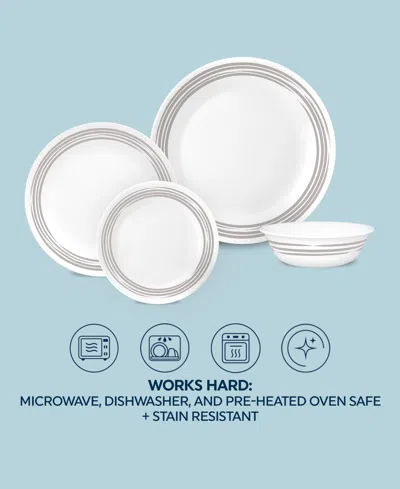 Corelle Brushed 16 Pc. Dinnerware Set, Service For 4 In White,silvery-gray