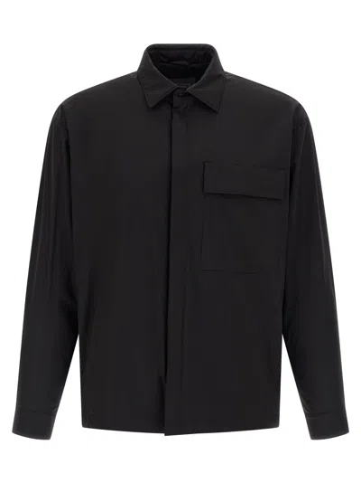 Herno Black Solid Shirt Collar Jacket In Black