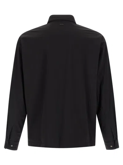 Herno Black Solid Shirt Collar Jacket In Black