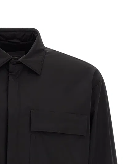 Herno Black Solid Shirt Collar Jacket In Black