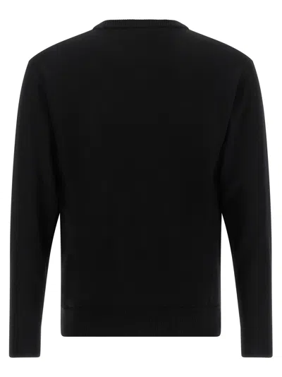 Moschino Virgin Wool Ribbed Crewneck Long-sleeve T-shirt In Black