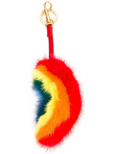 Anya Hindmarch Mink Fur Rainbow Key Chain/bag Charm In Multi Mink