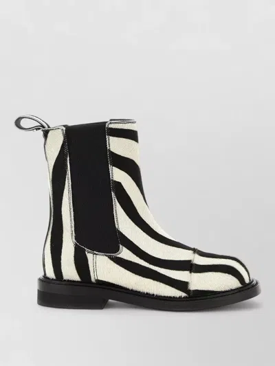 Moschino Zebra Pattern Ankle Boots Elastic Panels In Multi