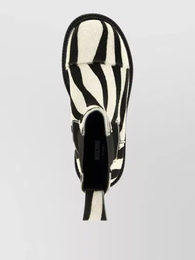 Moschino Zebra Pattern Ankle Boots Elastic Panels In Multi
