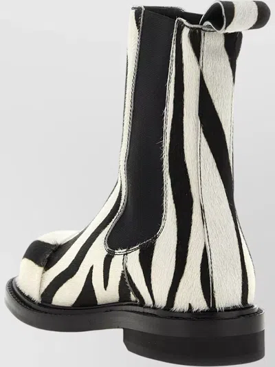 Moschino Zebra Pattern Ankle Boots Elastic Panels In Multi