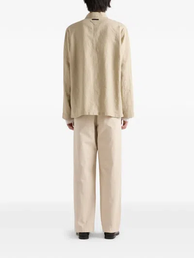 Prada Single-breasted Linen Jacket In Neutral