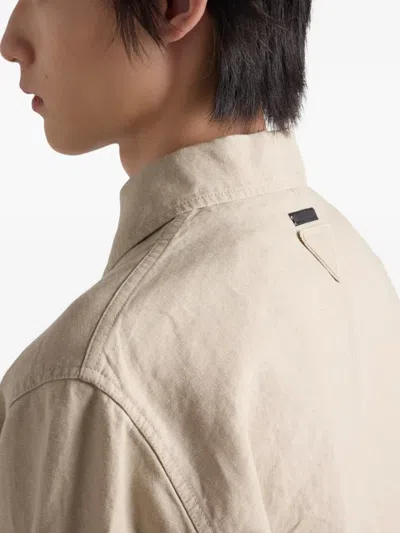 Prada Single-breasted Linen Jacket In Neutral