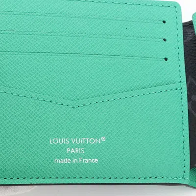 Pre-owned Louis Vuitton Monogram Eclipse Green Monogram Eclipse Leather Wallet (bi-fold) ()