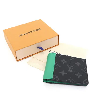 Pre-owned Louis Vuitton Monogram Eclipse Green Monogram Eclipse Leather Wallet (bi-fold) ()