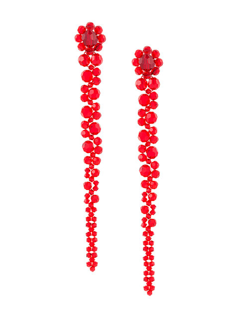 Simone Rocha Crystal-flower Drop Earrings In Red | ModeSens